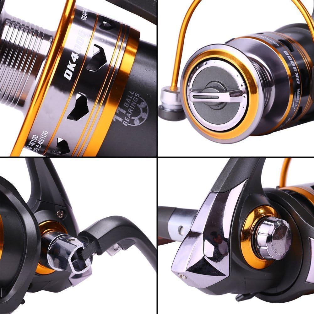 Sougayilang Spinning Fishing Reels with Left/Right Interchangeable Collapsible Wood Handle Powerful Metal Body 5.2:1/5.1:1 Gear Ratio Smooth 11BB for Inshore Boat Rock Freshwater Saltwater Fishing - Image 4