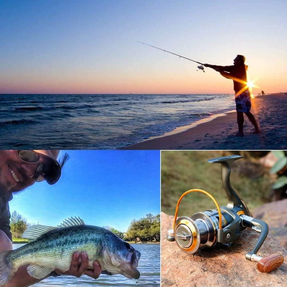 Sougayilang Spinning Fishing Reels with Left/Right Interchangeable Collapsible Wood Handle Powerful Metal Body 5.2:1/5.1:1 Gear Ratio Smooth 11BB for Inshore Boat Rock Freshwater Saltwater Fishing - Image 6