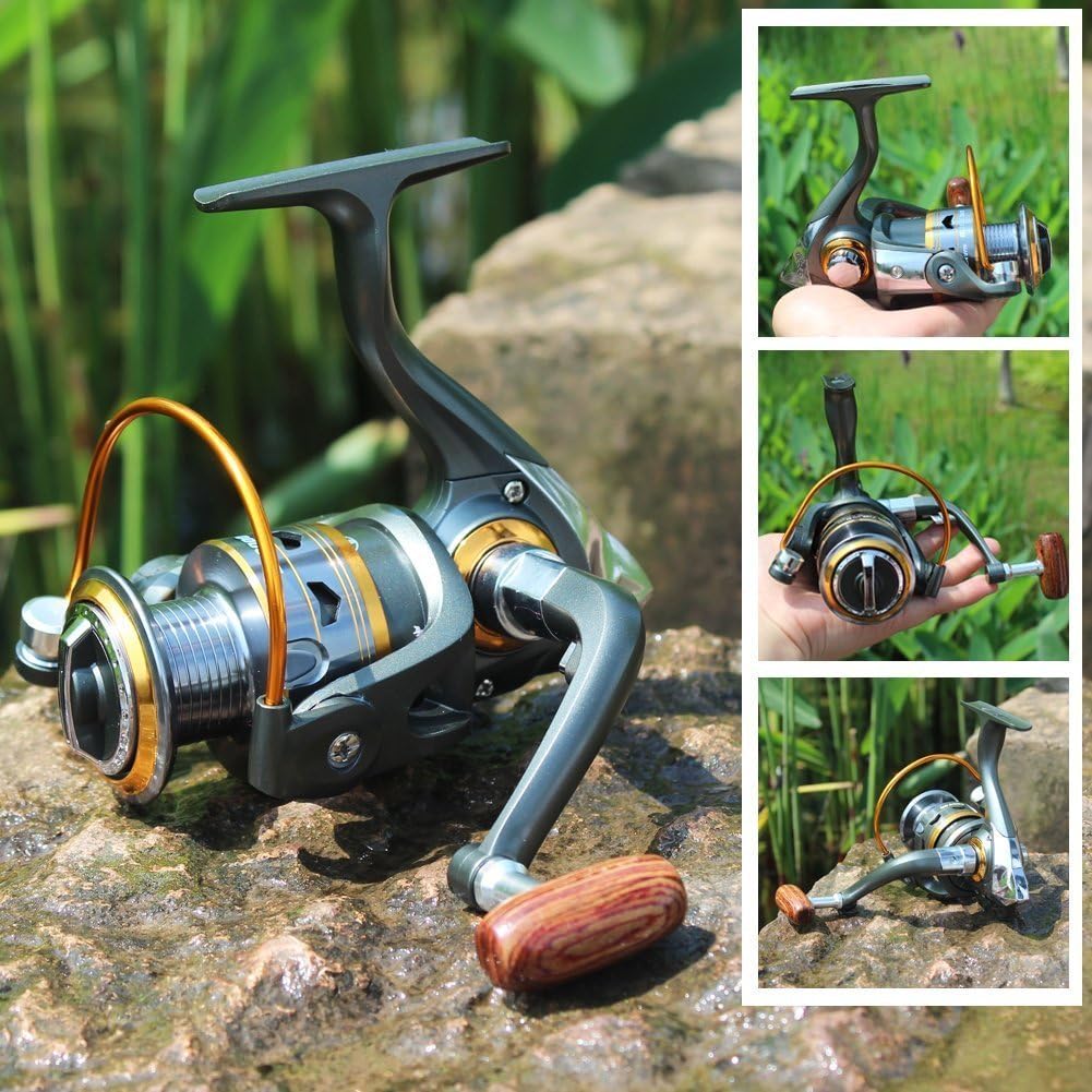 Sougayilang Spinning Fishing Reels with Left/Right Interchangeable Collapsible Wood Handle Powerful Metal Body 5.2:1/5.1:1 Gear Ratio Smooth 11BB for Inshore Boat Rock Freshwater Saltwater Fishing - Image 9
