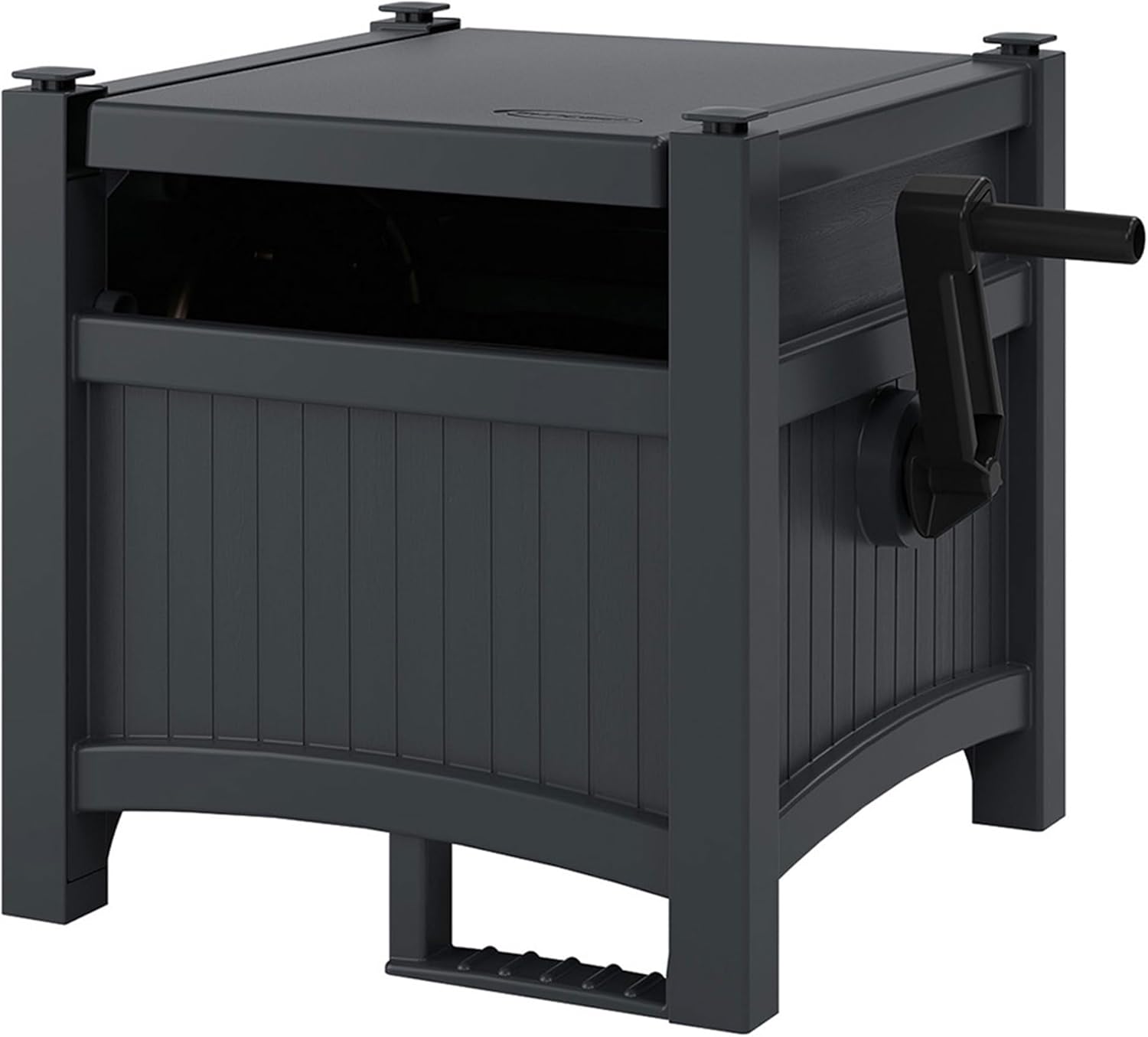 Suncast Garden Hose Reel Hideaway for 5/8" Hoses, Retracting Storage of 100ft, Cyberspace Grey - Image 4