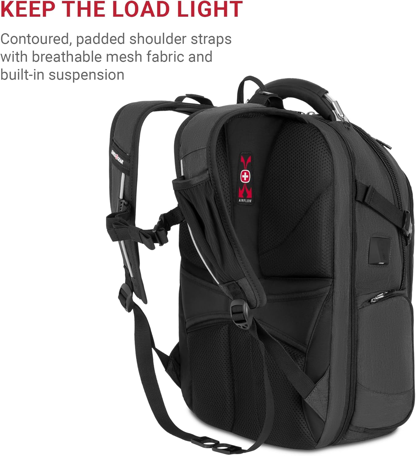 SwissGear 5358 ScanSmart Laptop Backpack, Fits 16 Inch Laptop, USB Charging Port, Heather Grey - Image 5